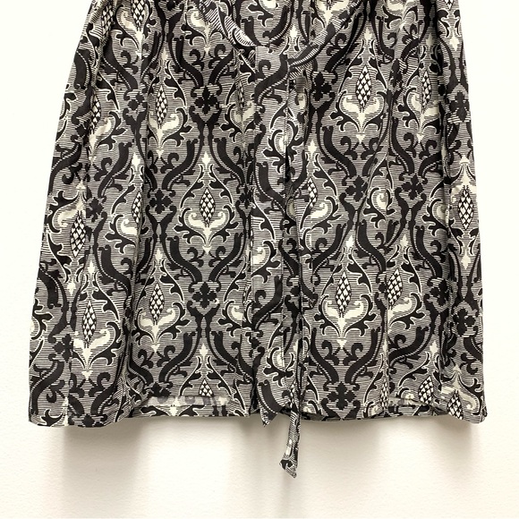 Angie Y2K Babydoll Tunic Top Size Small Black Ivory Tapestry Print Boho Cottage - Picture 9 of 12